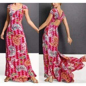 Zac Posen Target Dress Medium Geometric Sweetheart Neck Keyhole Maxi Summer